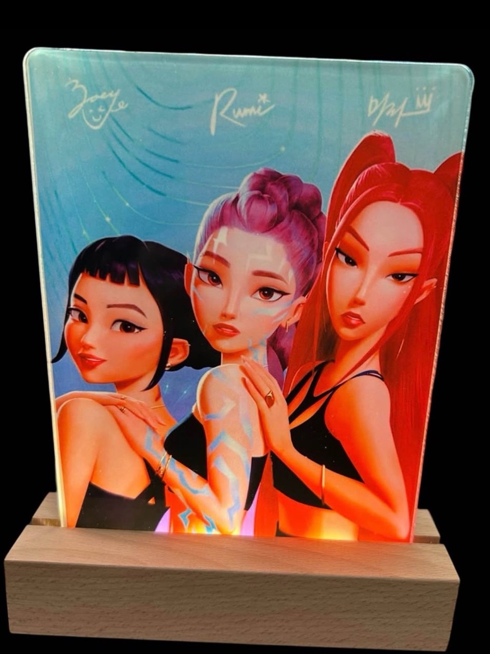 KPOP Demon Hunters Huntrix Acrylic Light Up Sign 5x8”